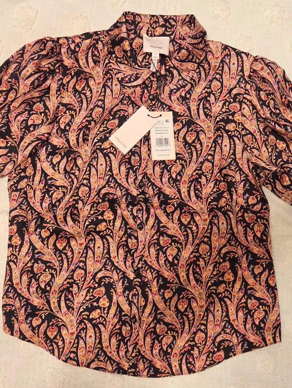 cinq a sept Men's Black Paisley Blazer